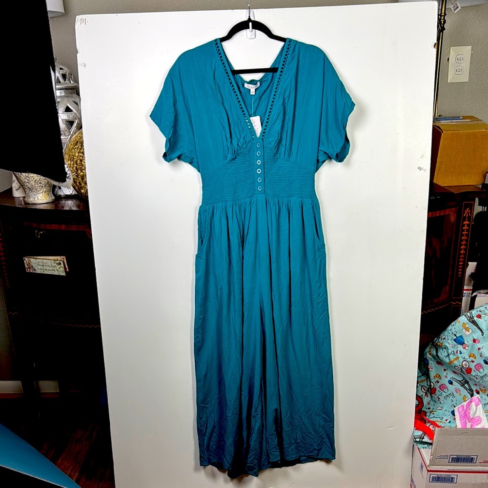 Patrons of Peace Teal V-Neck Jumpsuit Romper